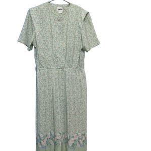 Vintage Leslie Fay floral dress with belt and shoulder pads
